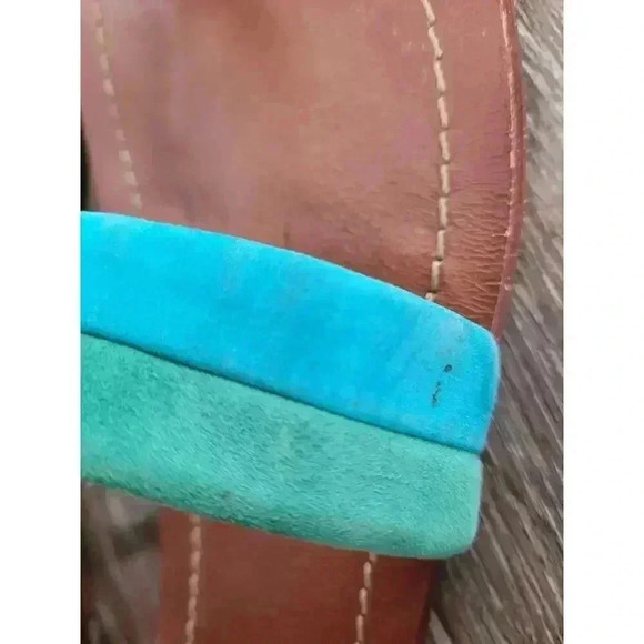 Tory‎ Burch Leather Thong Sandals size 7 blue/green #3 - Picture 3 of 6